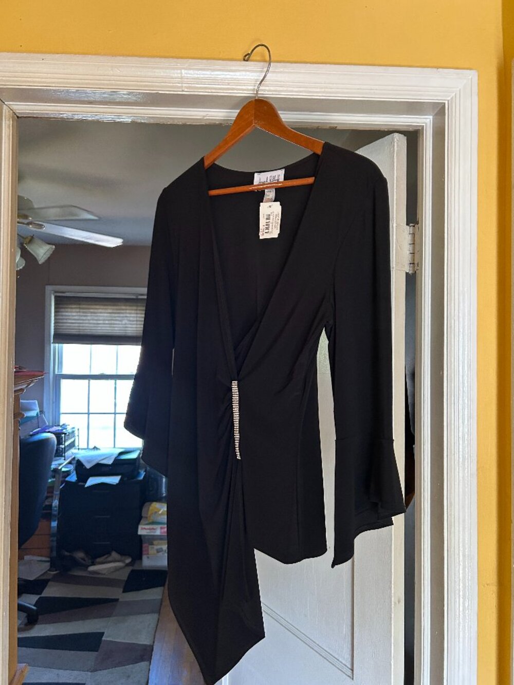 Black low neck sequin blouse
